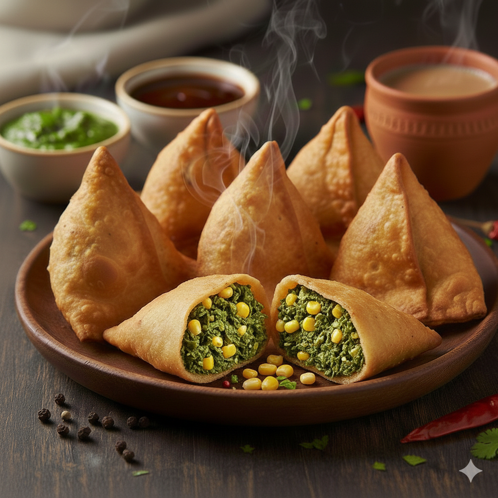 Spinach and Corn Samosa